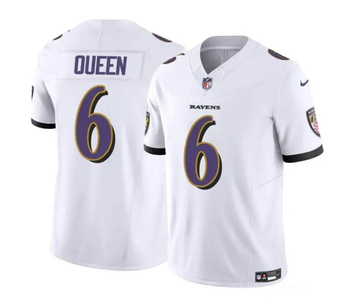 Men's Baltimore Ravens #6 Patrick Queen White 2023 F.U.S.E. Vapor Limited Football Stitched Jersey